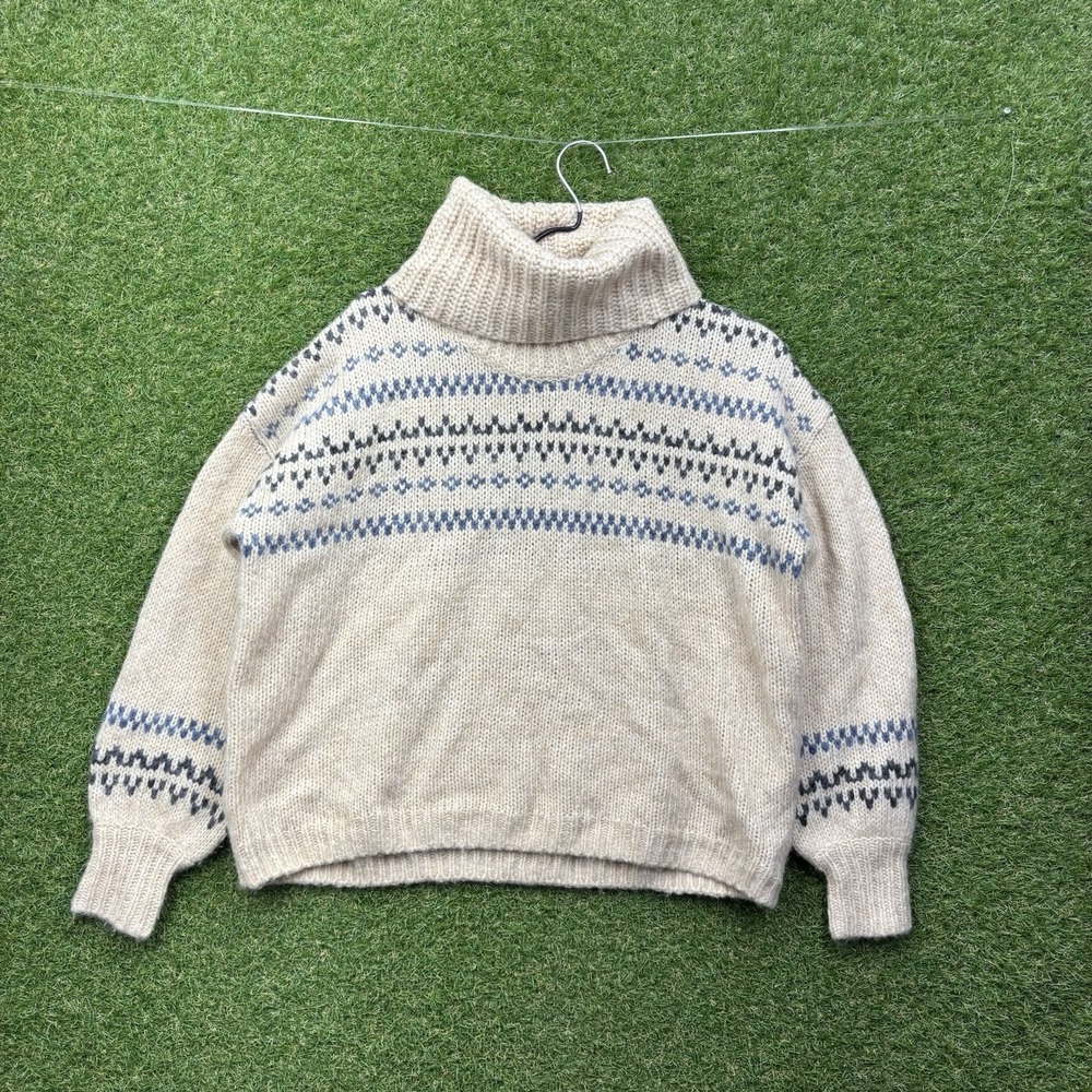 Madewell Colorfleck Wool Sweater Womens XS Slouchy Neck Shawl Fair Isle Cozy